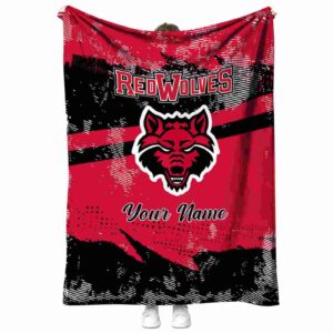 customized arkansas state red wolves grunge streaks scarlet blanket best selling