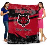 customized arkansas state red wolves grunge streaks scarlet blanket best selling