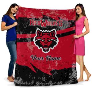 customized arkansas state red wolves grunge streaks scarlet blanket fashion forward
