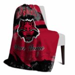 customized arkansas state red wolves grunge streaks scarlet blanket best selling