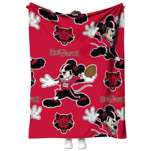 customized arkansas state red wolves mickey scarlet blanket best selling