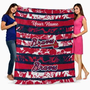customized atlanta braves floral stripes navy white blanket fashion forward