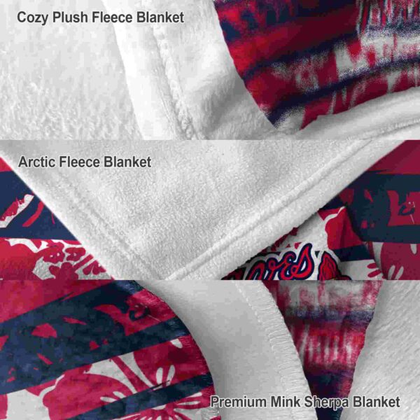 customized atlanta braves floral stripes navy white blanket premium grade