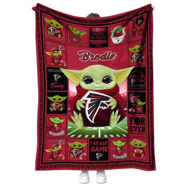 customized atlanta falcons baby yoda red blanket best selling