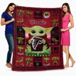 customized atlanta falcons baby yoda red blanket fashion forward