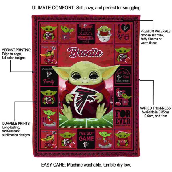 customized atlanta falcons baby yoda red blanket new arrival