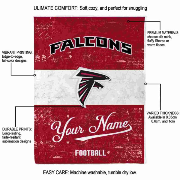 customized atlanta falcons grunge texture red white blanket new arrival
