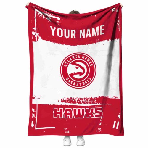 customized atlanta hawks paint strokes red white blanket best selling