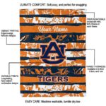 customized auburn tigers floral stripes navy blue white blanket best selling