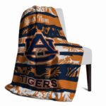 customized auburn tigers floral stripes navy blue white blanket best selling