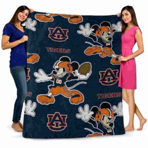 customized auburn tigers mickey navy blue blanket fashion forward