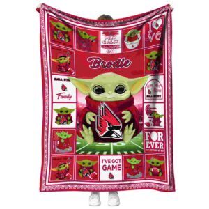 customized ball state cardinals baby yoda red blanket best selling