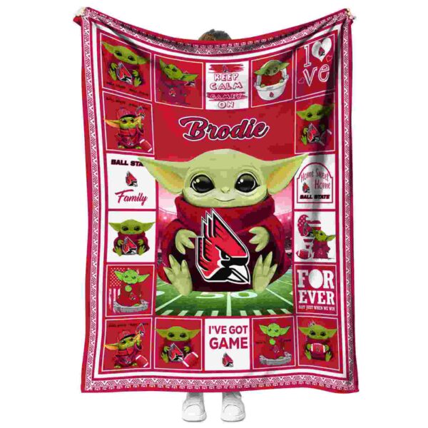 customized ball state cardinals baby yoda red blanket best selling