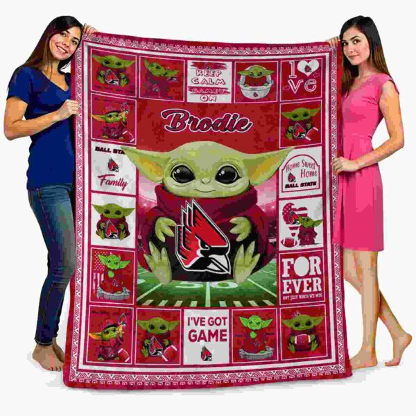 customized ball state cardinals baby yoda red blanket fashion forward