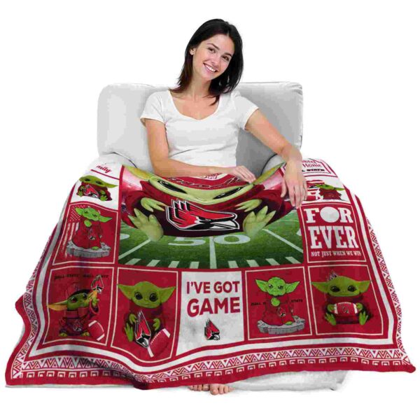 customized ball state cardinals baby yoda red blanket latest model