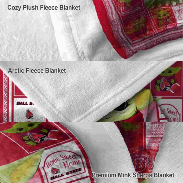 customized ball state cardinals baby yoda red blanket premium grade