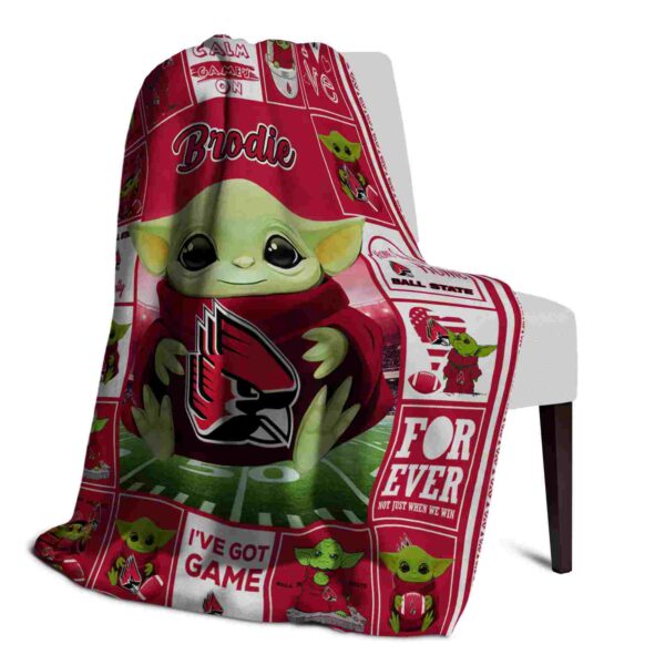 customized ball state cardinals baby yoda red blanket top rated
