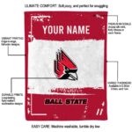 customized ball state cardinals paint strokes red white blanket new arrival