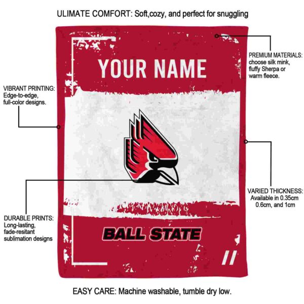 customized ball state cardinals paint strokes red white blanket new arrival