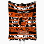 customized baltimore orioles floral stripes orange white blanket best selling