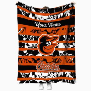 customized baltimore orioles floral stripes orange white blanket best selling
