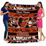customized baltimore orioles floral stripes orange white blanket fashion forward