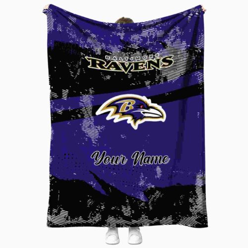 customized baltimore ravens grunge streaks purple blanket best selling