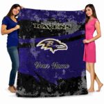 customized baltimore ravens grunge streaks purple blanket best selling