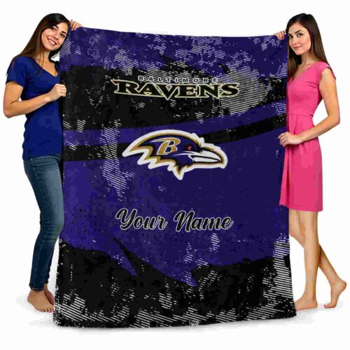 customized baltimore ravens grunge streaks purple blanket fashion forward