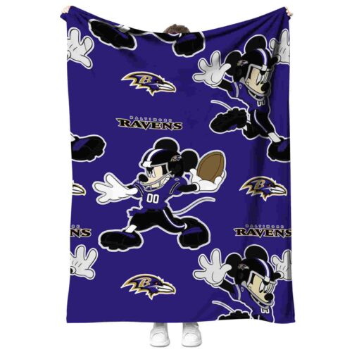 customized baltimore ravens mickey purple blanket best selling