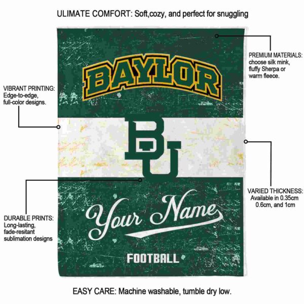 customized baylor bears grunge texture green white blanket new arrival