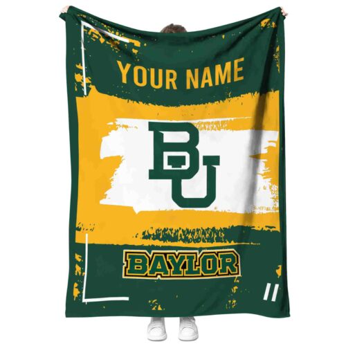 customized baylor bears paint strokes green white blanket best selling