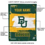 customized baylor bears paint strokes green white blanket best selling