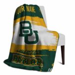 customized baylor bears paint strokes green white blanket best selling