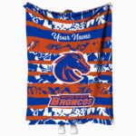 customized boise state broncos floral stripes orange white blanket best selling
