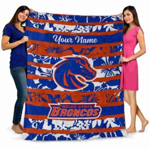 customized boise state broncos floral stripes orange white blanket fashion forward