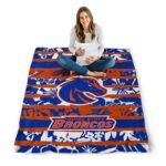 customized boise state broncos floral stripes orange white blanket high quality