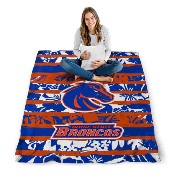 customized boise state broncos floral stripes orange white blanket high quality