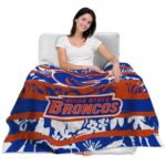 customized boise state broncos floral stripes orange white blanket latest model