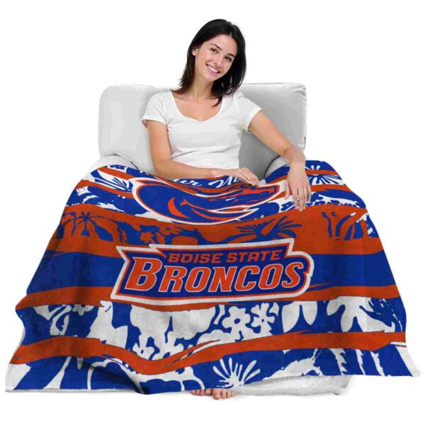 customized boise state broncos floral stripes orange white blanket latest model