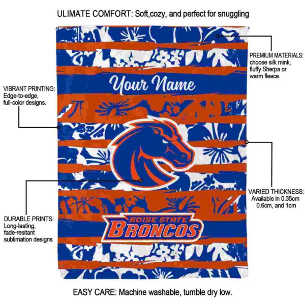 customized boise state broncos floral stripes orange white blanket new arrival