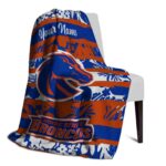 customized boise state broncos floral stripes orange white blanket top rated