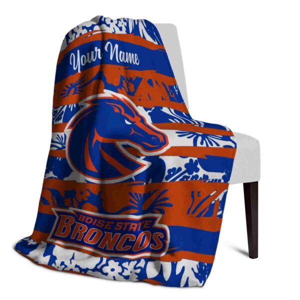 customized boise state broncos floral stripes orange white blanket top rated