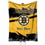 customized boston bruins grunge streaks gold blanket best selling