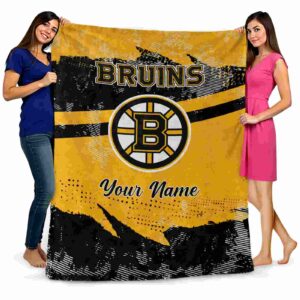 customized boston bruins grunge streaks gold blanket fashion forward