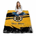 customized boston bruins grunge streaks gold blanket best selling