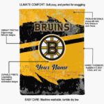 customized boston bruins grunge streaks gold blanket best selling
