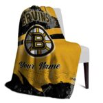customized boston bruins grunge streaks gold blanket best selling