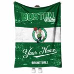customized boston celtics grunge texture green white blanket best selling