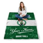 customized boston celtics grunge texture green white blanket best selling